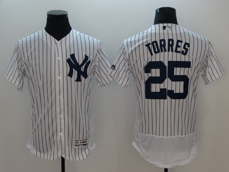Men New York Yankees #25 Torres White Elite MLB Jerseys->new york yankees->MLB Jersey